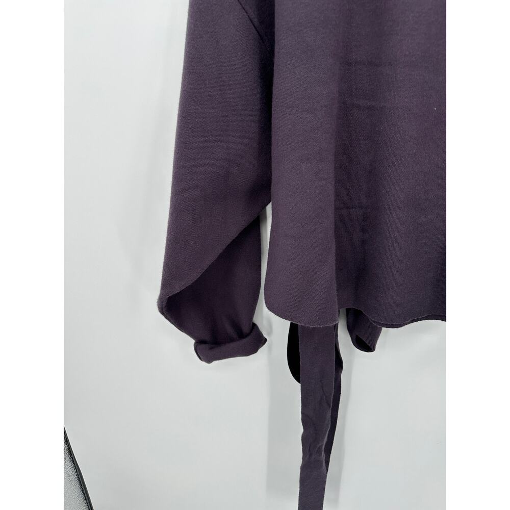 Zara Sweater Women Medium Plum Purple Tie Wrap Belted‎ Chunky Thick Crewneck - Picture 3 of 8
